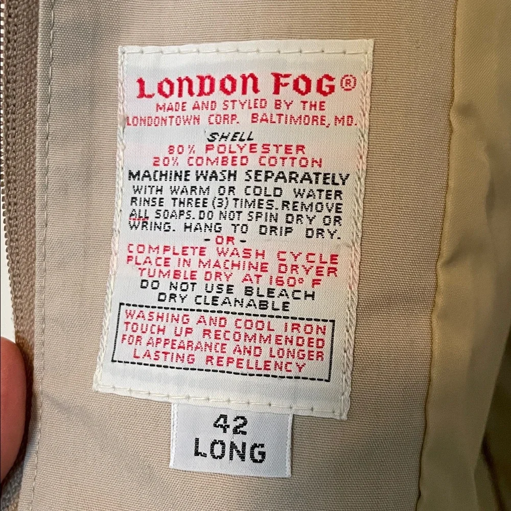 VTG 1970s London Fog Classic Tan Jacket 42L zip front